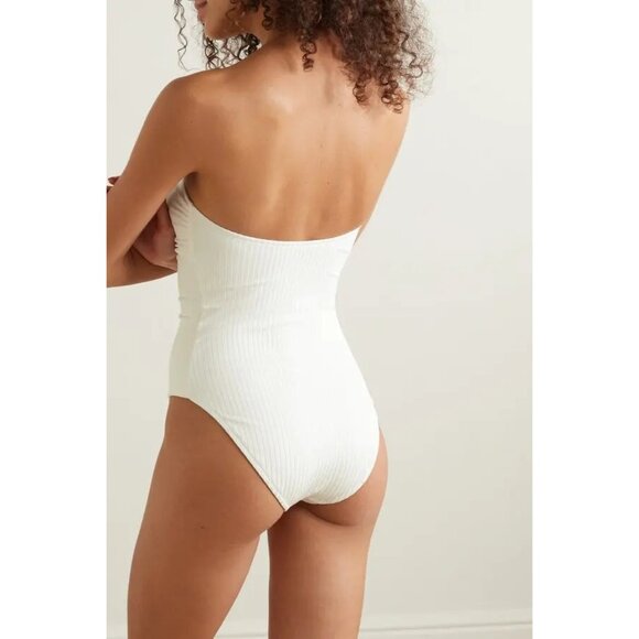 MELISSA ODABASH Barbuda Strapless Ribbed ivory Swimsuit size US 12 - Picture 3 of 10
